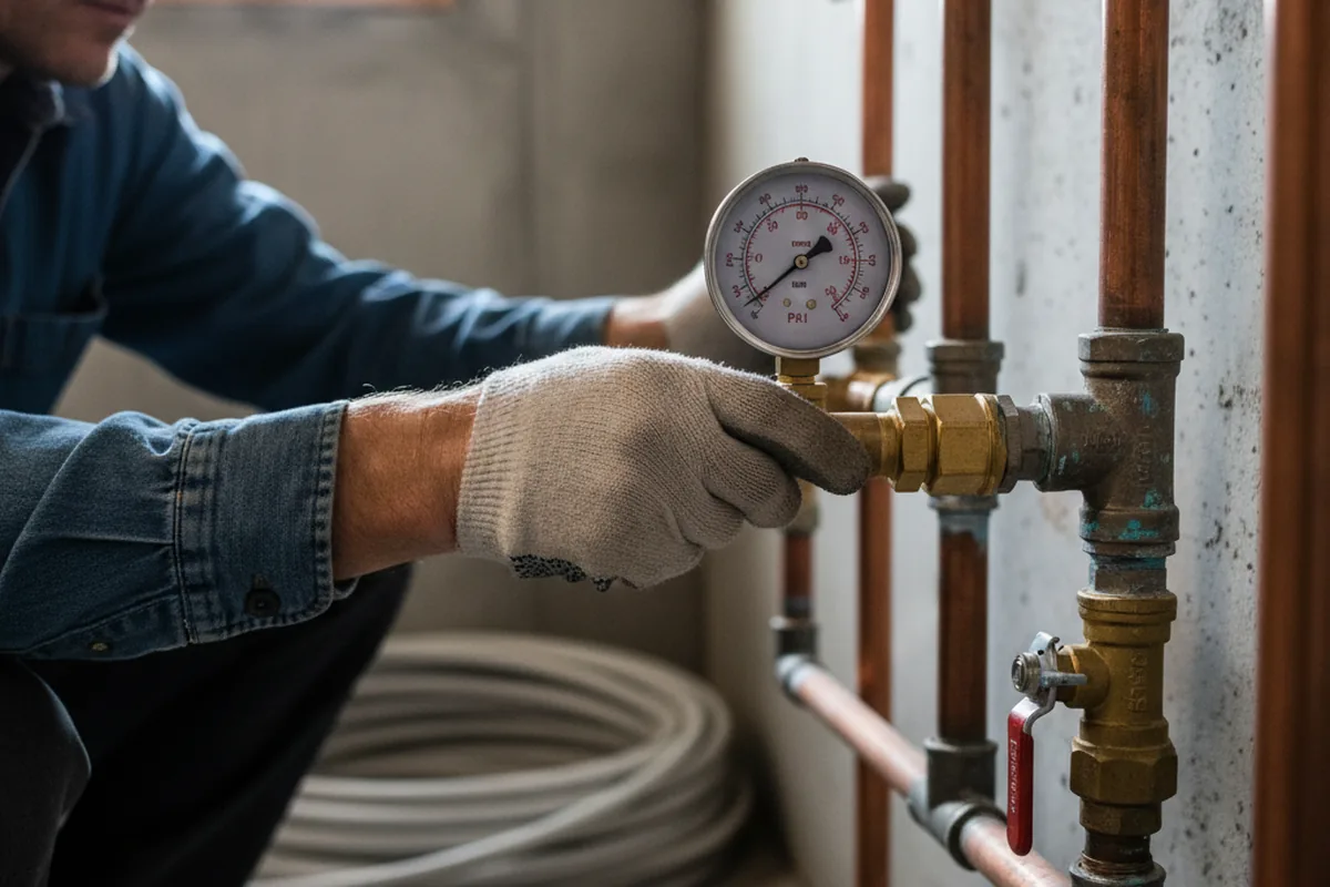 Pressure testing a repaired line during Water Line Repair in Waseca